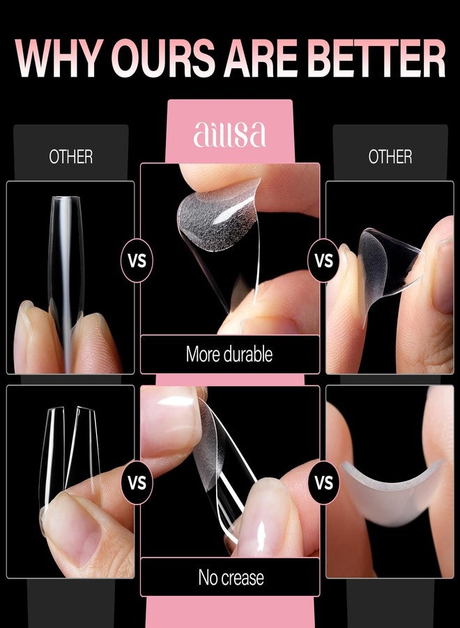 AILLSA Medium Almond Shaped Nail Tips - 15 Sizes 240pcs Acrylic Nails Tip Full Cover Half Matte Nails Tips Press on Nails for DIY Home Salon - Image 5